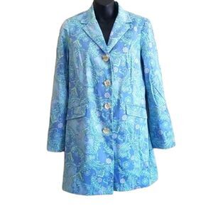 Liz Claiborne Blue Floral Print Blazer Jacker Sz